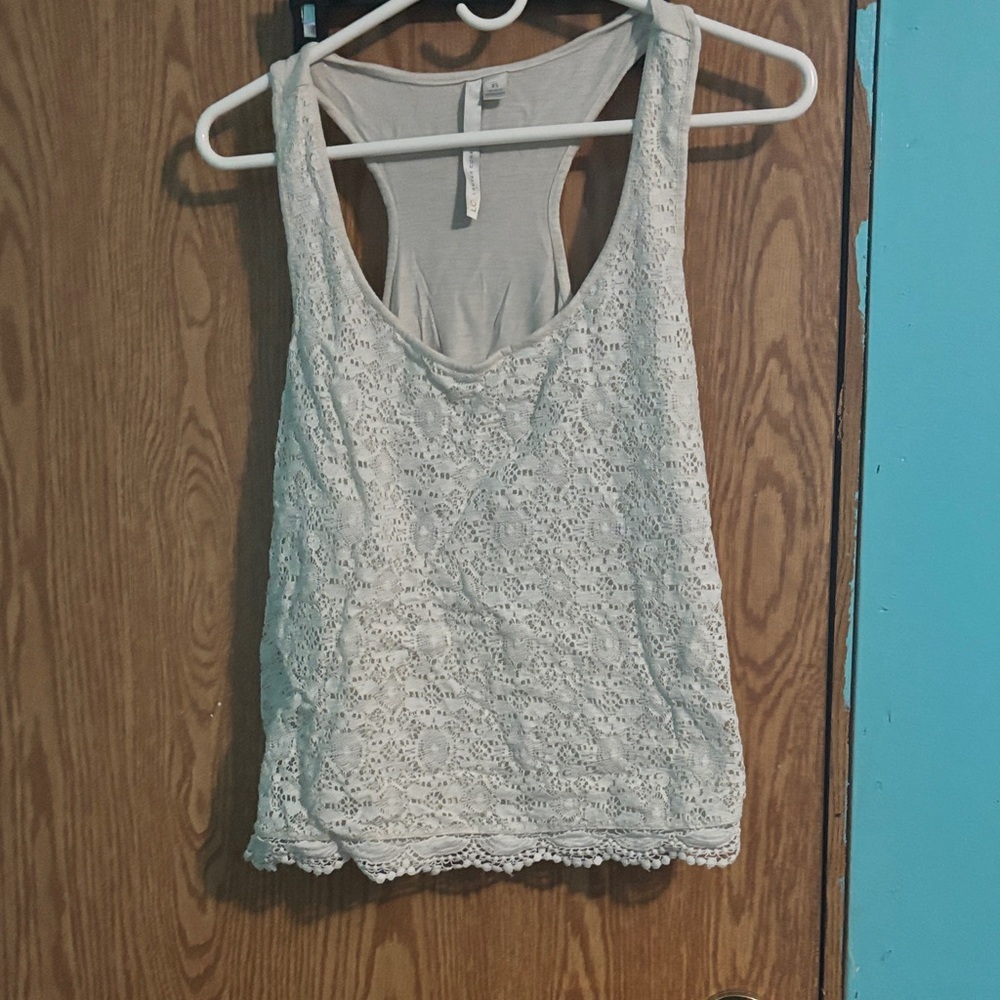 LC Lauren Conrad Cream Lace Tank Top